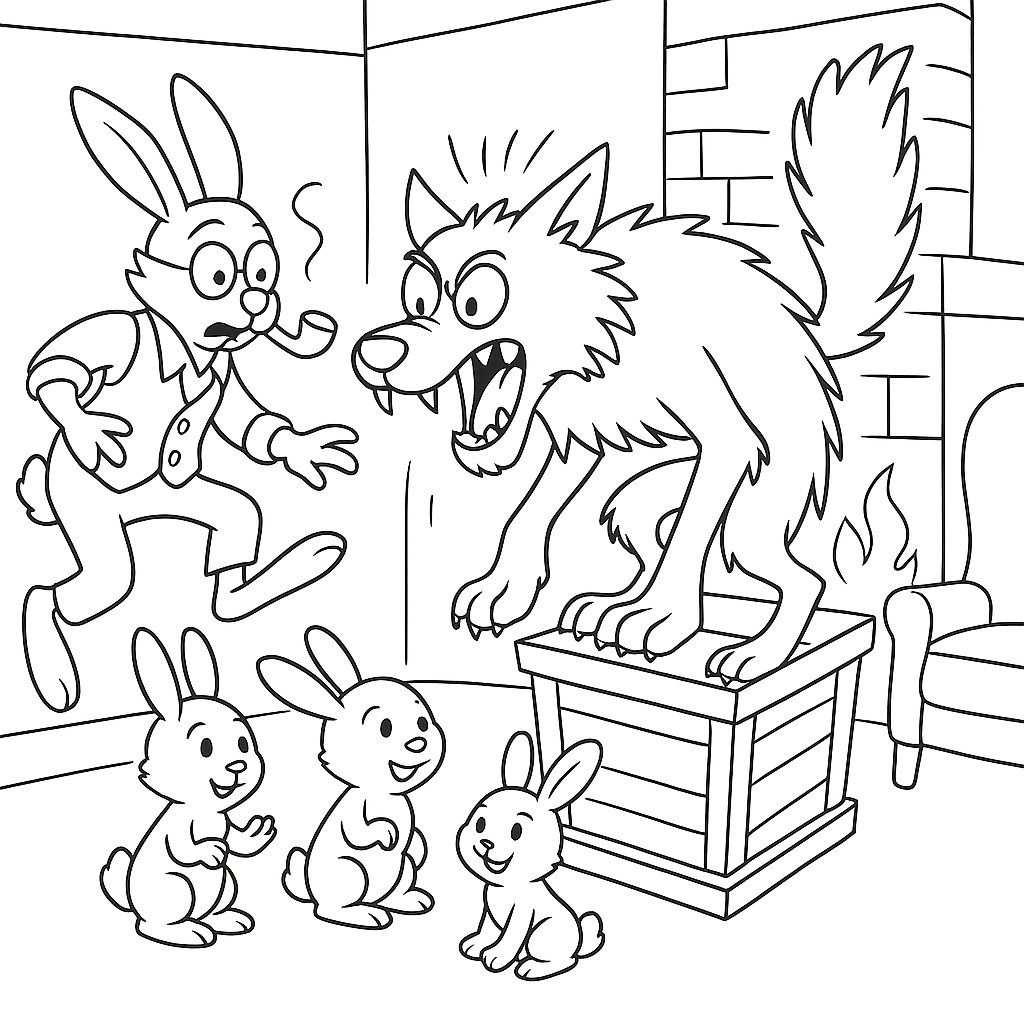 Раскраска по сказке "Как братец волк попал в беду"