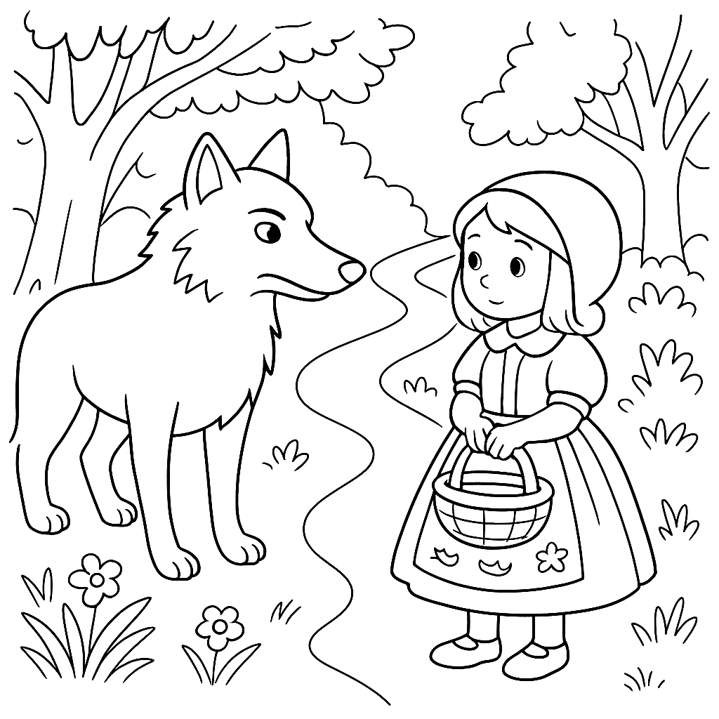 Раскраска по сказке "Красная Шапочка"