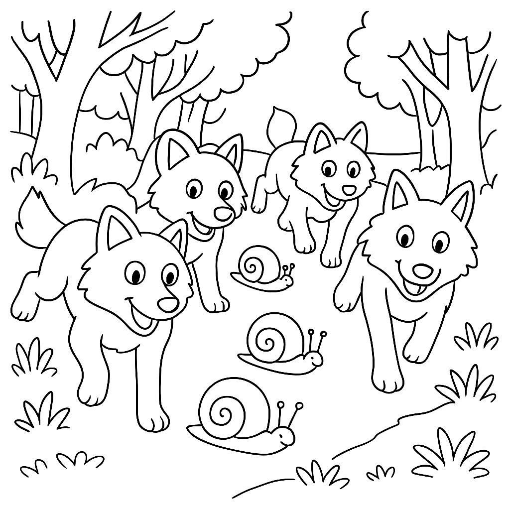 Раскраска по сказке "Волк, улитка и осы"