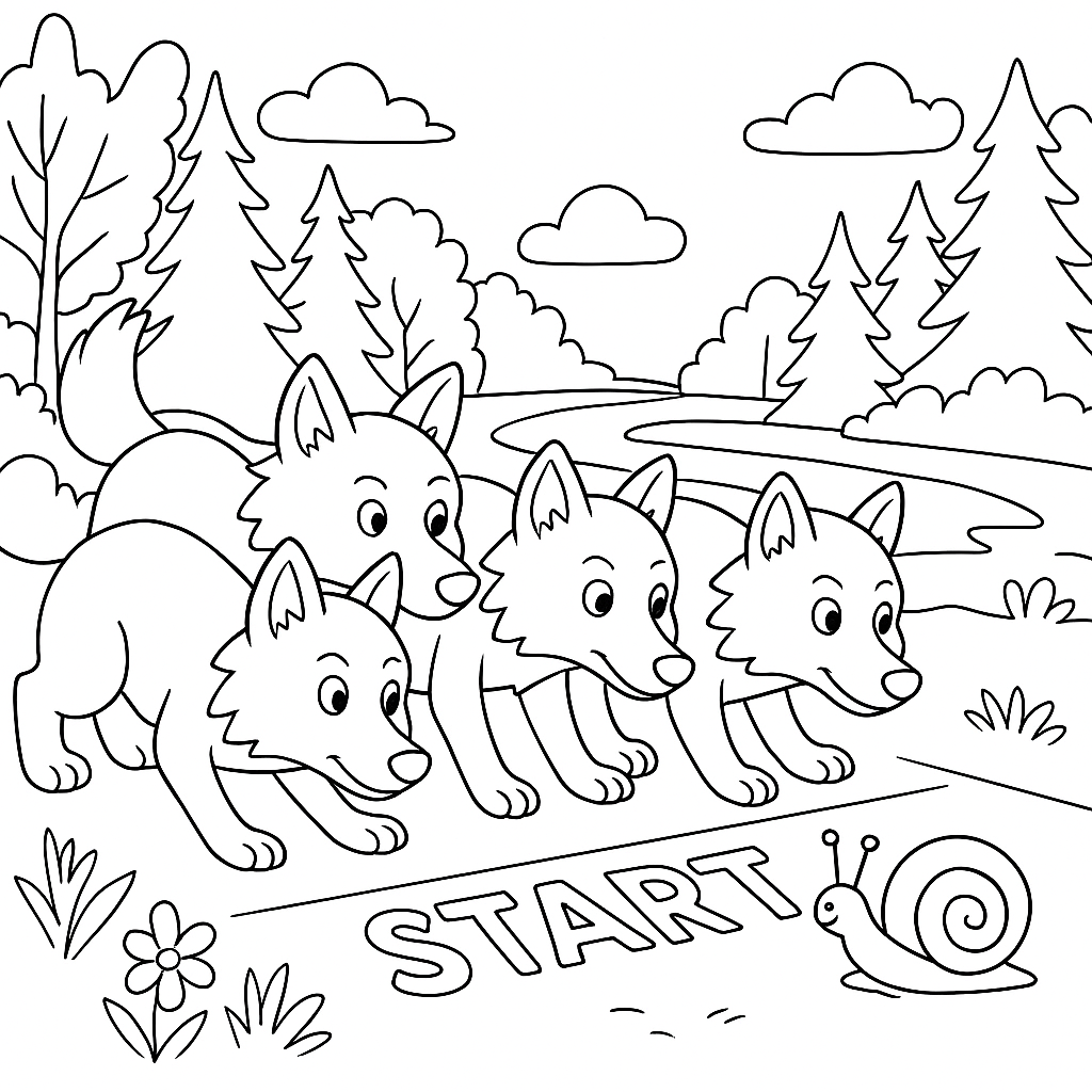 Раскраска по сказке "Волк, улитка и осы"