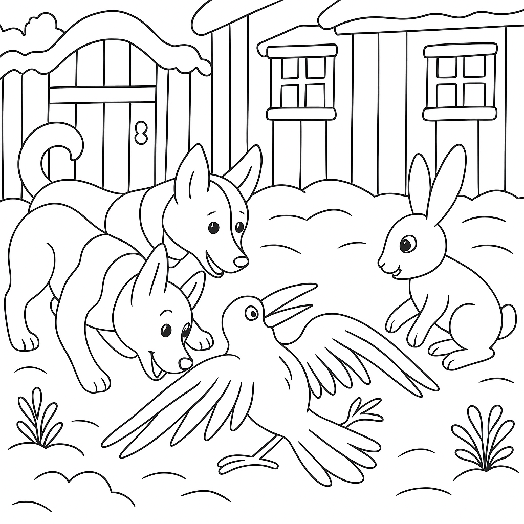 Раскраска по сказке "Заяц-хваста"