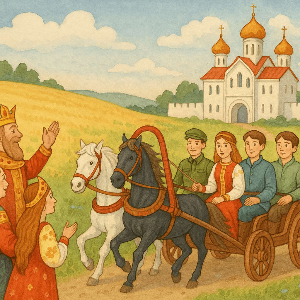 Солдат... царевна... три брата и родители встречаются у дворца