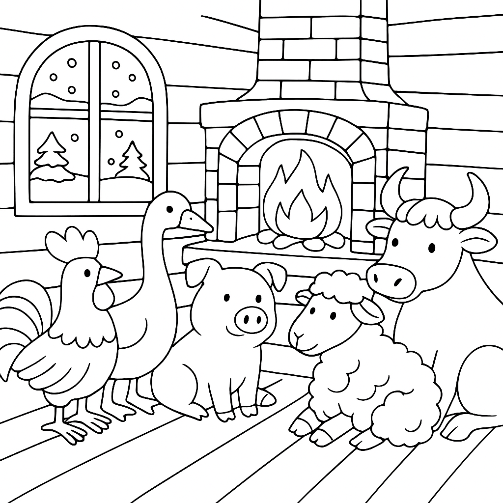 Раскраска по сказке "Зимовье зверей"