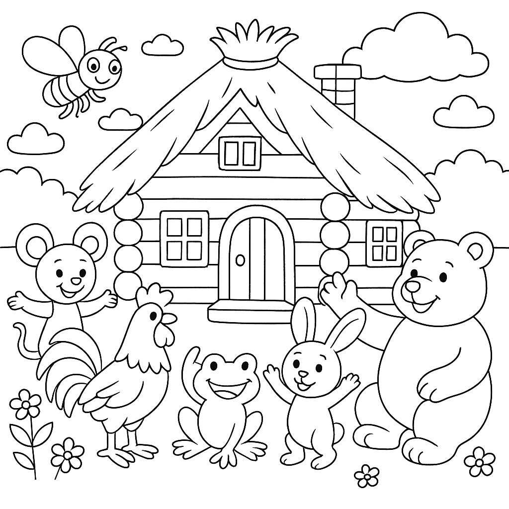 Раскраска по сказке "Терем-теремок"