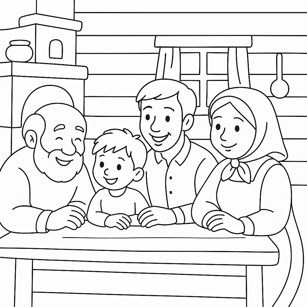 Раскраска по сказке "Старый дед и внучек"