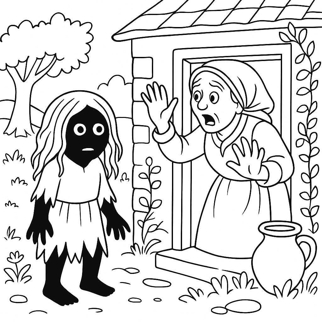 Раскраска по сказке "Золотая девочка"