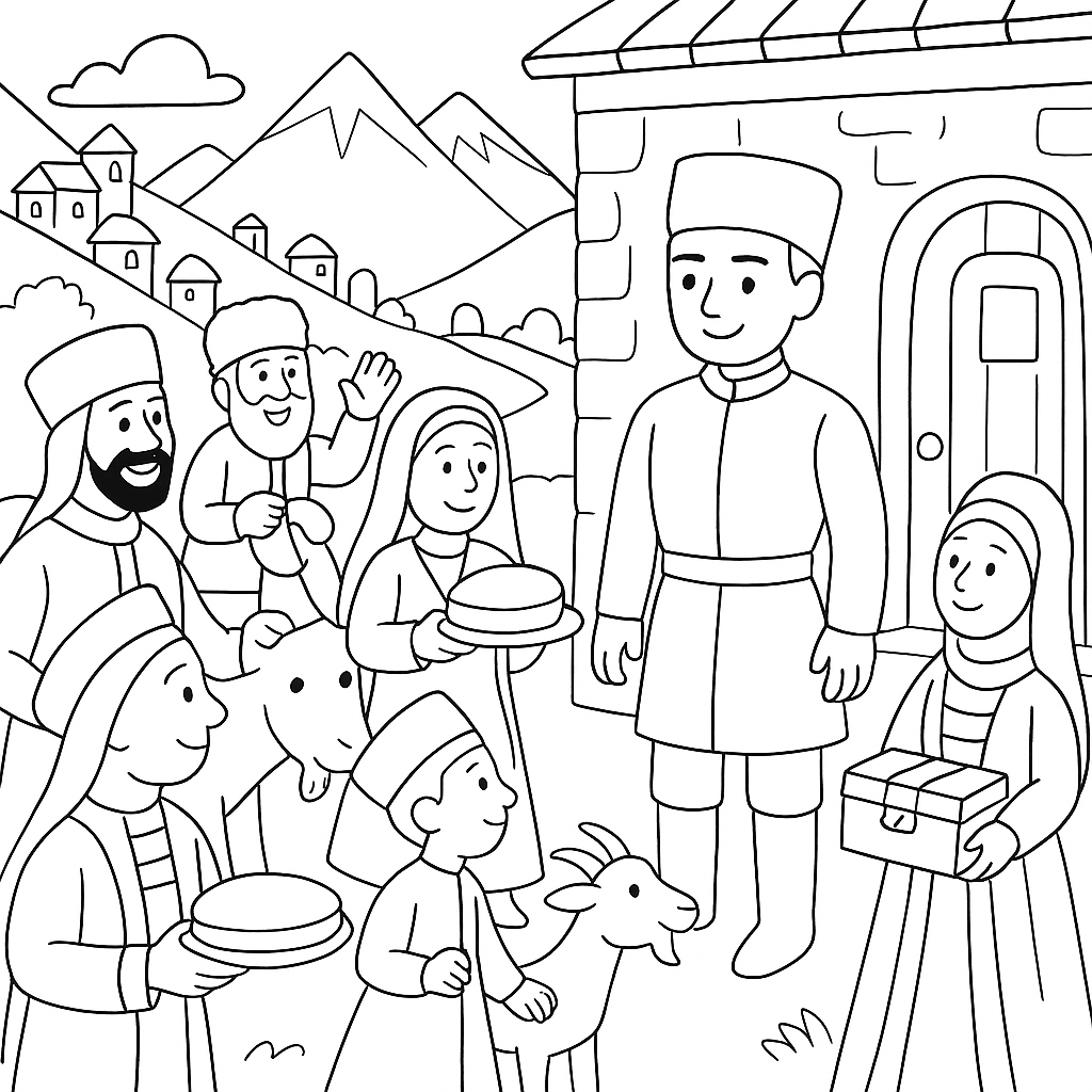 Раскраска по сказке "Сто лошадей или сто друзей"