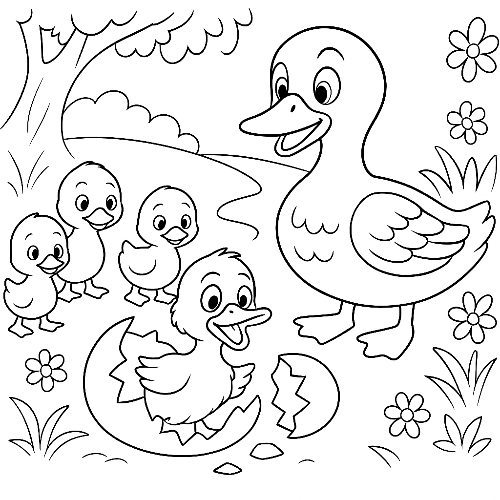 Раскраска по сказке "Гадкий утёнок"