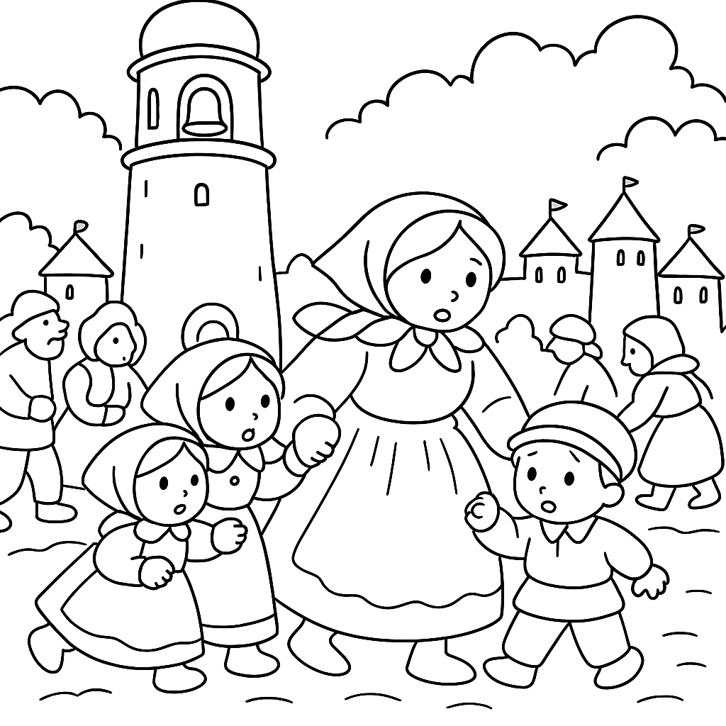 Раскраска по сказке "Авдотья рязаночка"