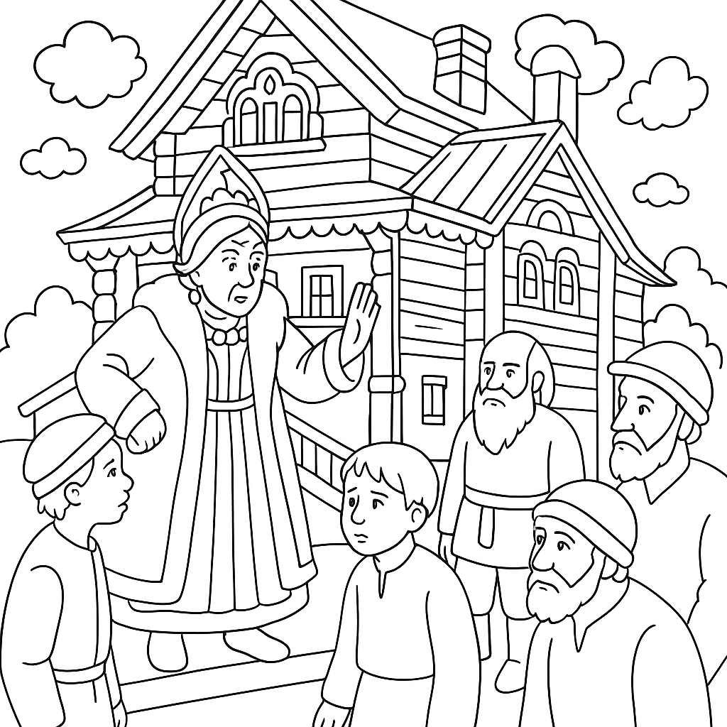 Раскраска по сказке "Сказка о рыбаке и рыбке"