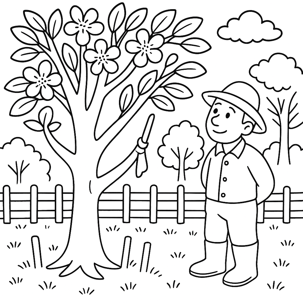 Раскраска по сказке "История одной яблоньки"