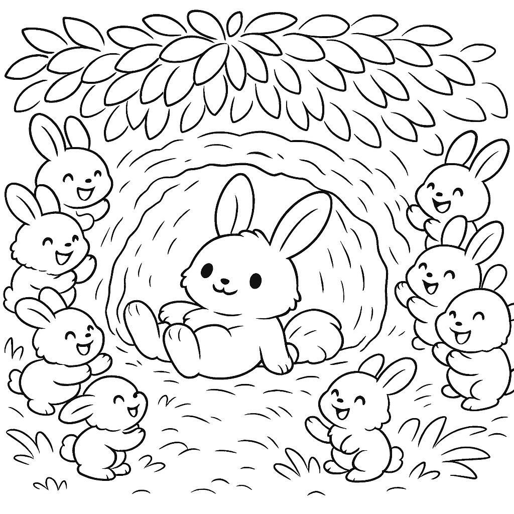 Раскраска по сказке "Сказка про храброго зайца-длинные уши, косые глаза, короткий хвост"