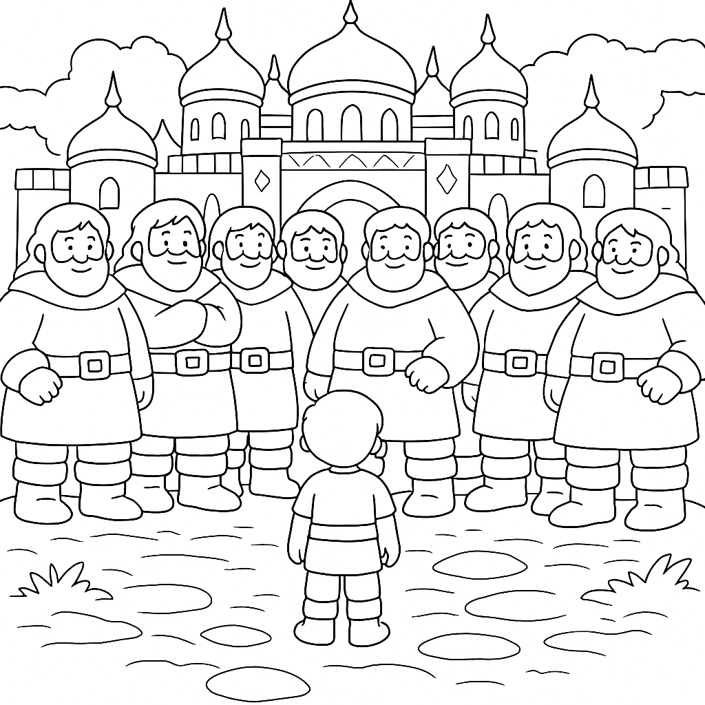 Раскраска по сказке "Змей, кошечка и пес"