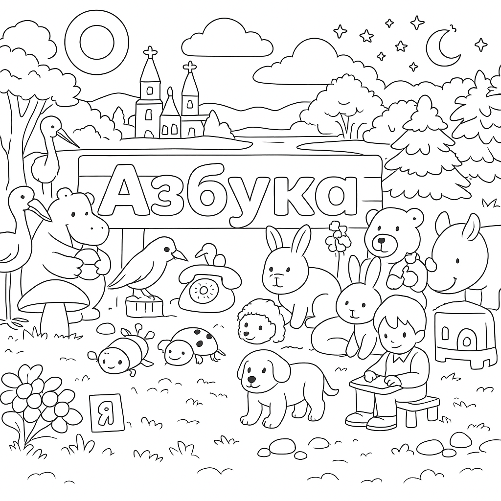 Раскраски: Веселая Азбука в стихах