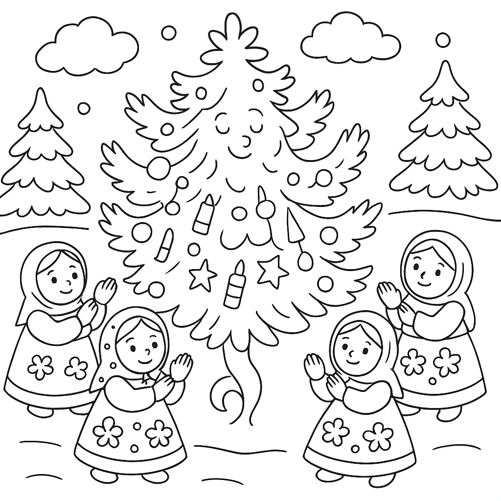 Раскраска по сказке "Елка"