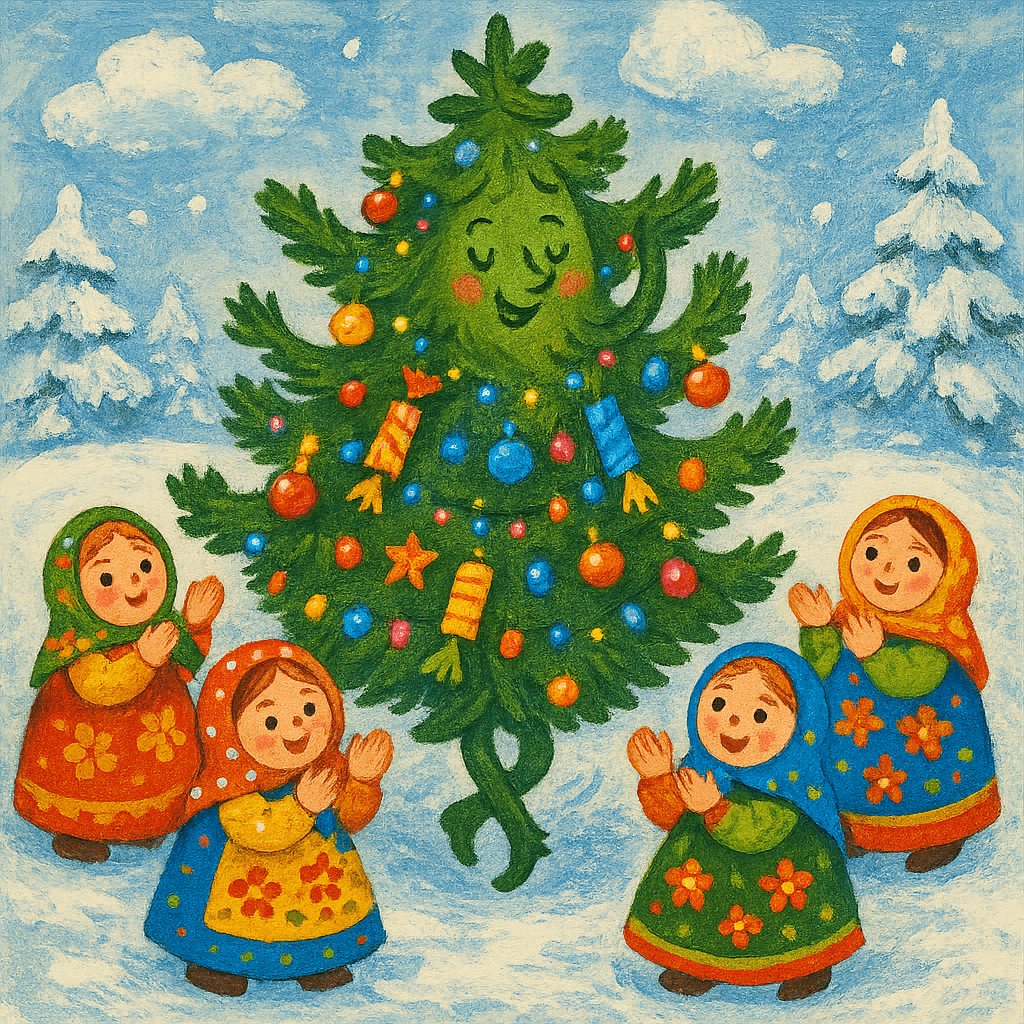 Ёлка и радостные матрёшки