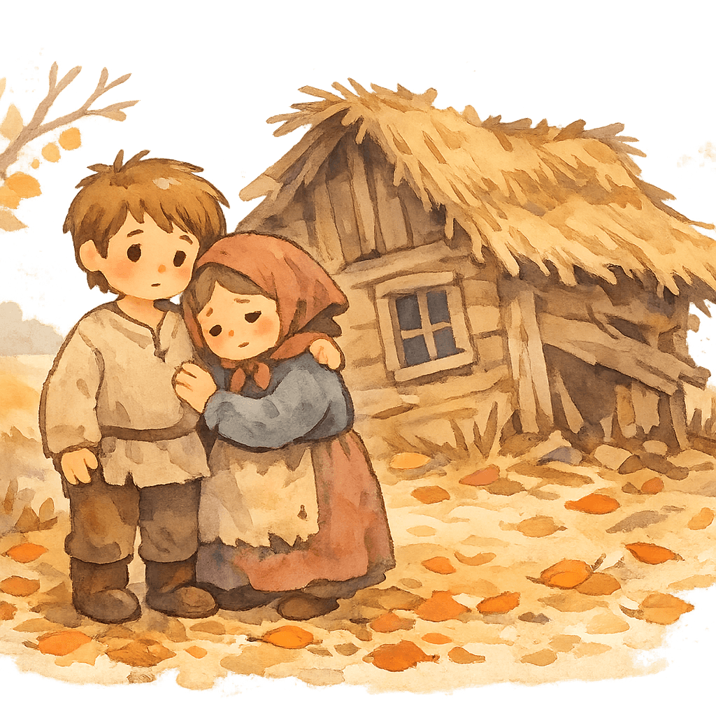 Юноша с матерью вновь в старой бедной лачуге