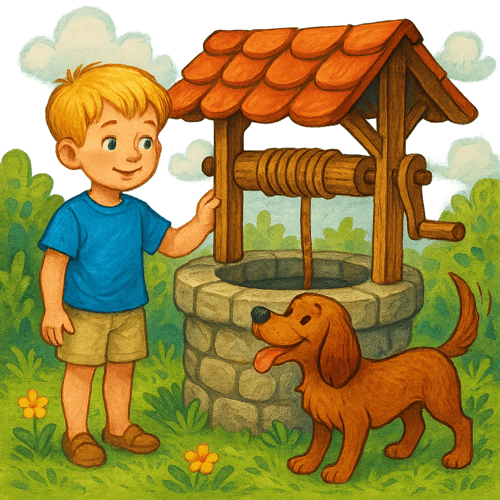 Юрик и Трезорка у колодца.