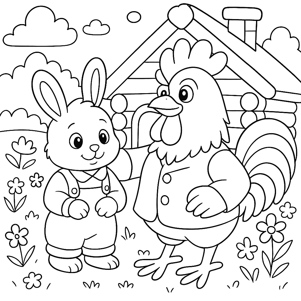 Раскраска по сказке "Лиса и заяц"