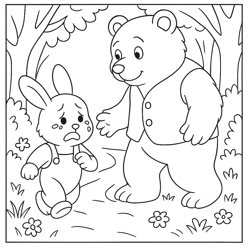 Раскраска по сказке "Лиса и заяц"