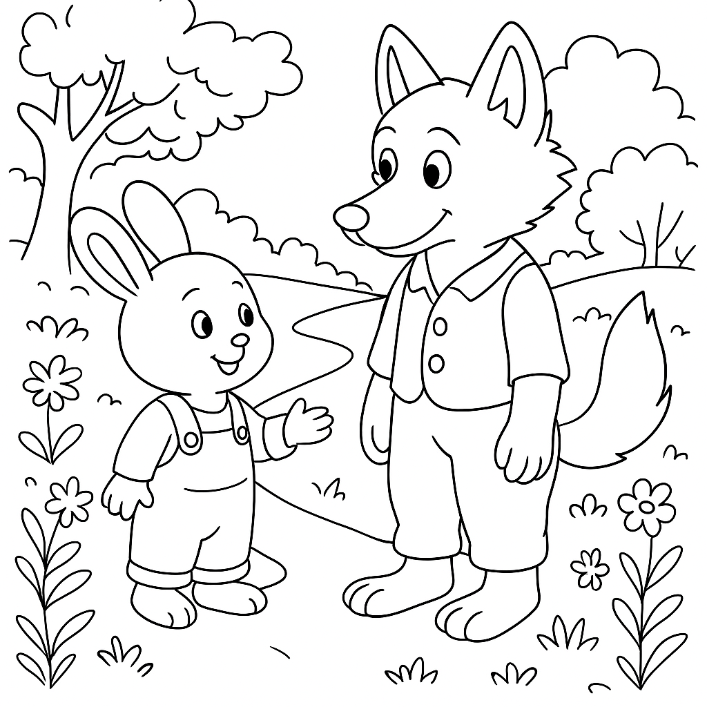 Раскраска по сказке "Лиса и заяц"