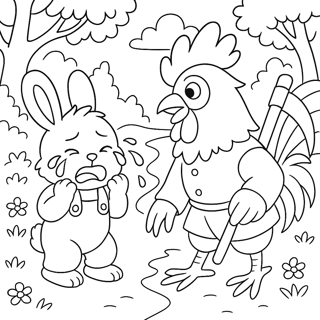 Раскраска по сказке "Лиса и заяц"