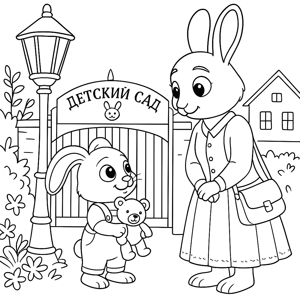 Раскраска по сказке "Зайчонок за шкафом"