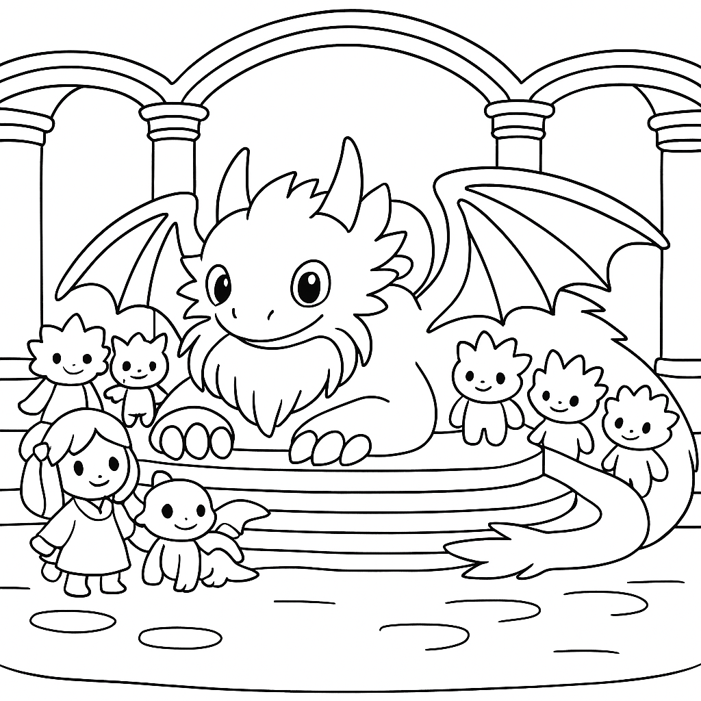 Раскраска по сказке "Сказка о том, как драконы научились летать"