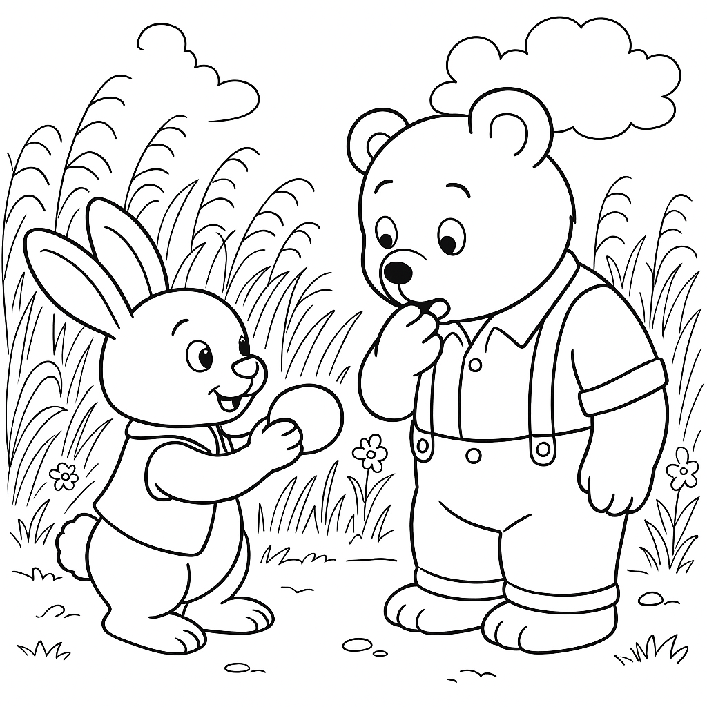 Раскраска по сказке "Косой и медведь"