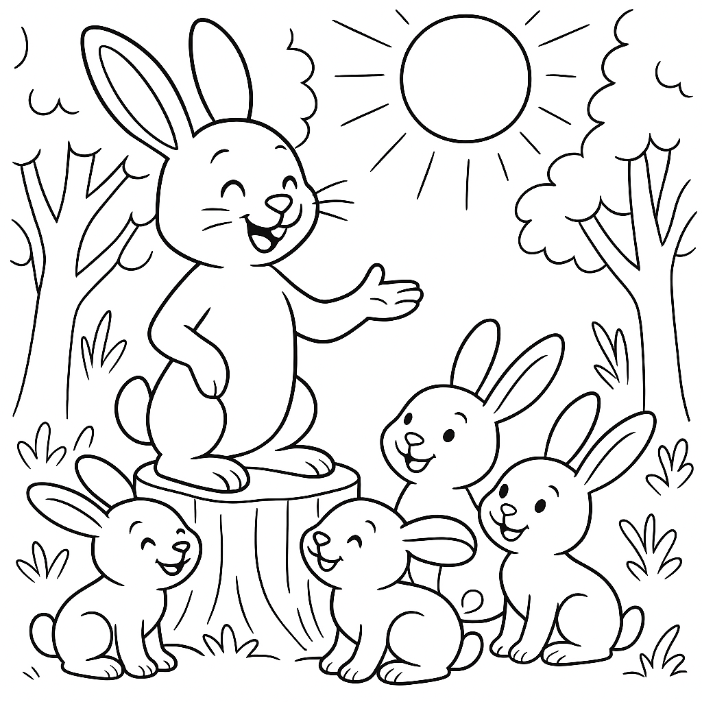 Раскраска по сказке "Про храброго зайца-длинные уши, косые глаза, короткий хвост"