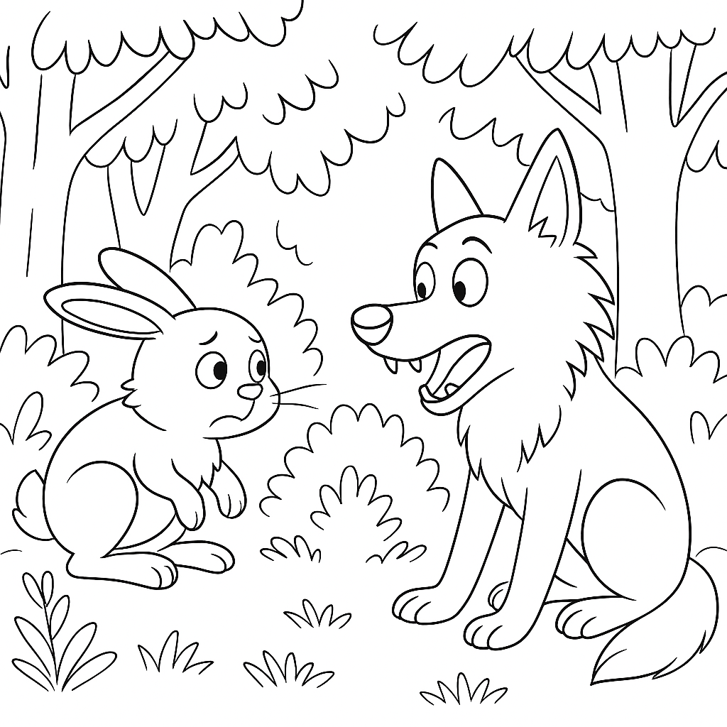 Раскраска по сказке "Про храброго зайца-длинные уши, косые глаза, короткий хвост"