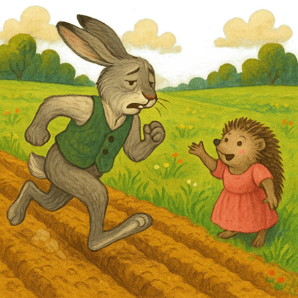 Заяц прибежал к ежихе, а она ему кричит: 'Я уже здесь!'