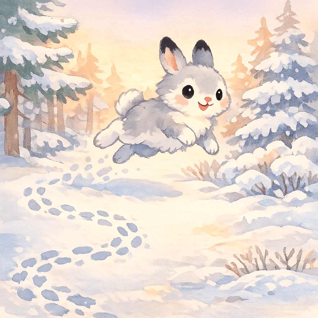 Заяц запутывает следы прыжками в разные стороны