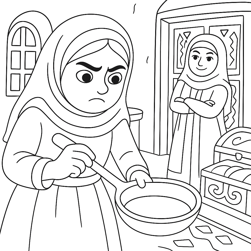 Раскраска по сказке "Али-баба и сорок разбойников"