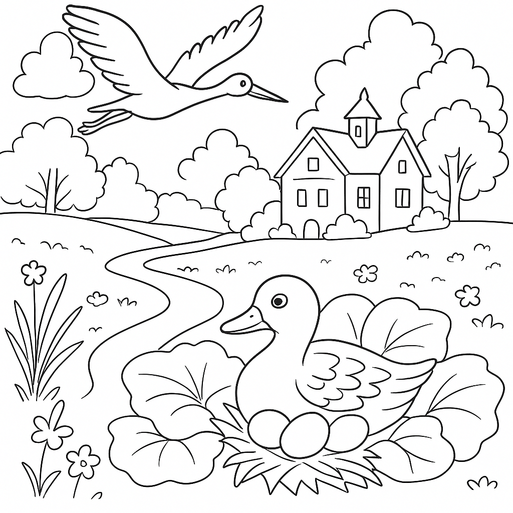 Раскраска по сказке "Гадкий утёнок"