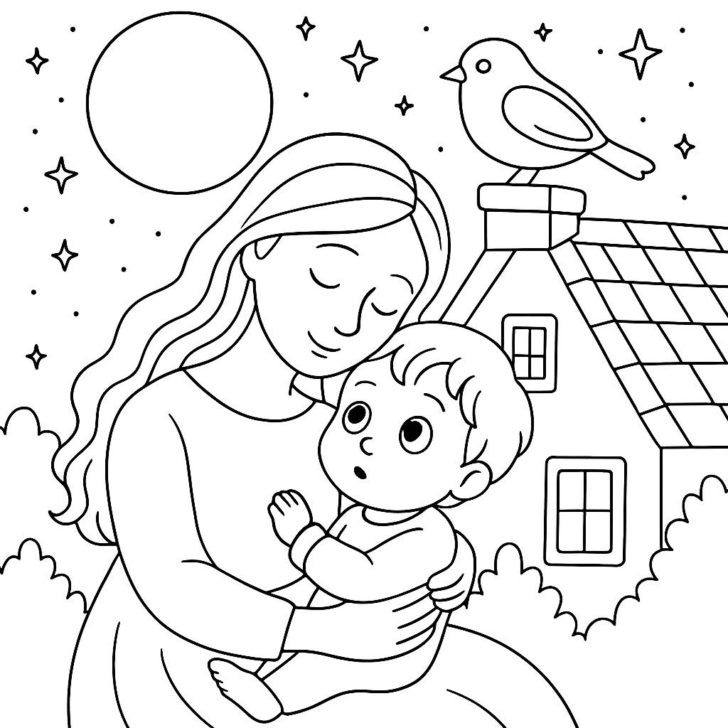 Раскраска по сказке "Колыбельная сыну"