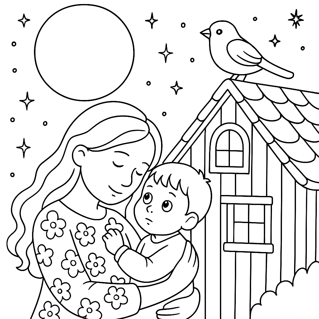 Раскраска по сказке "Колыбельная сыну"