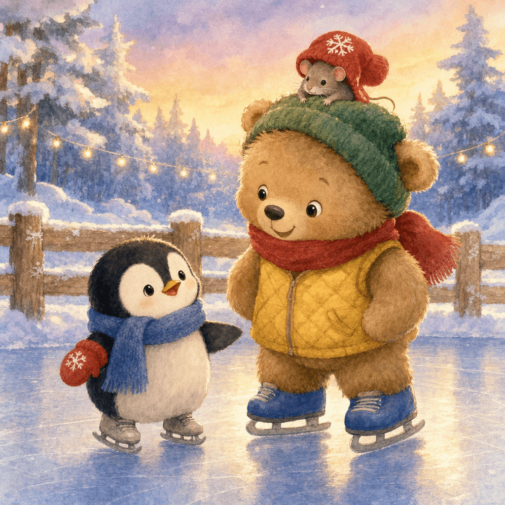 Пип, Мотя и мышка на зимнем катке