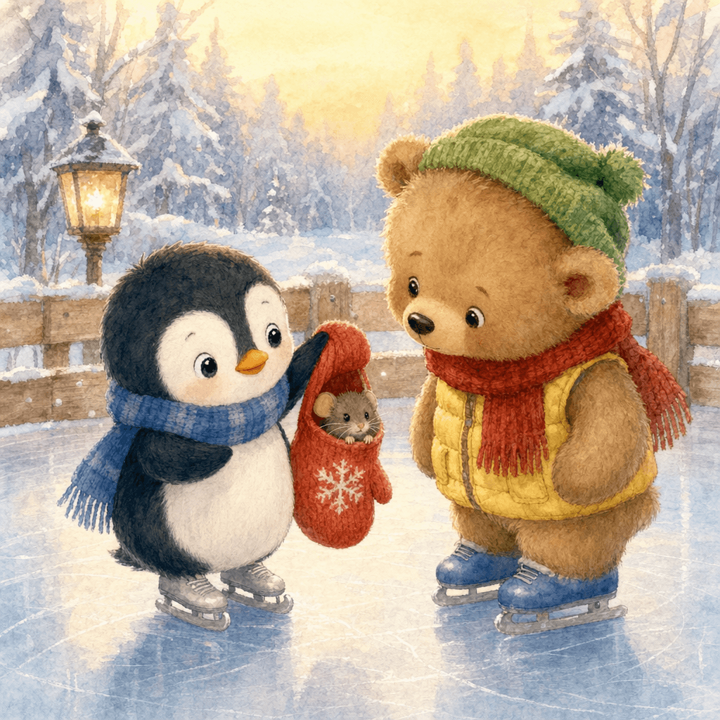 Мышка выглядывает из тёплой варежки