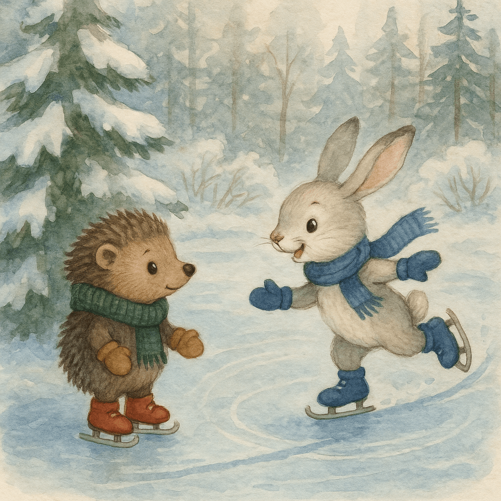 Зайчонок проводит след на льду