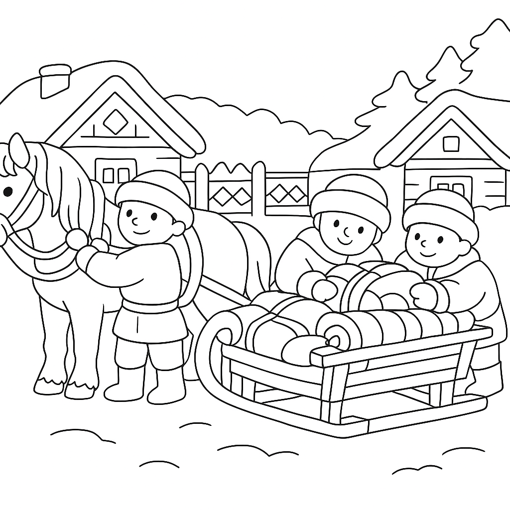 Раскраска по сказке "Жадный богач и зиннят-агай"