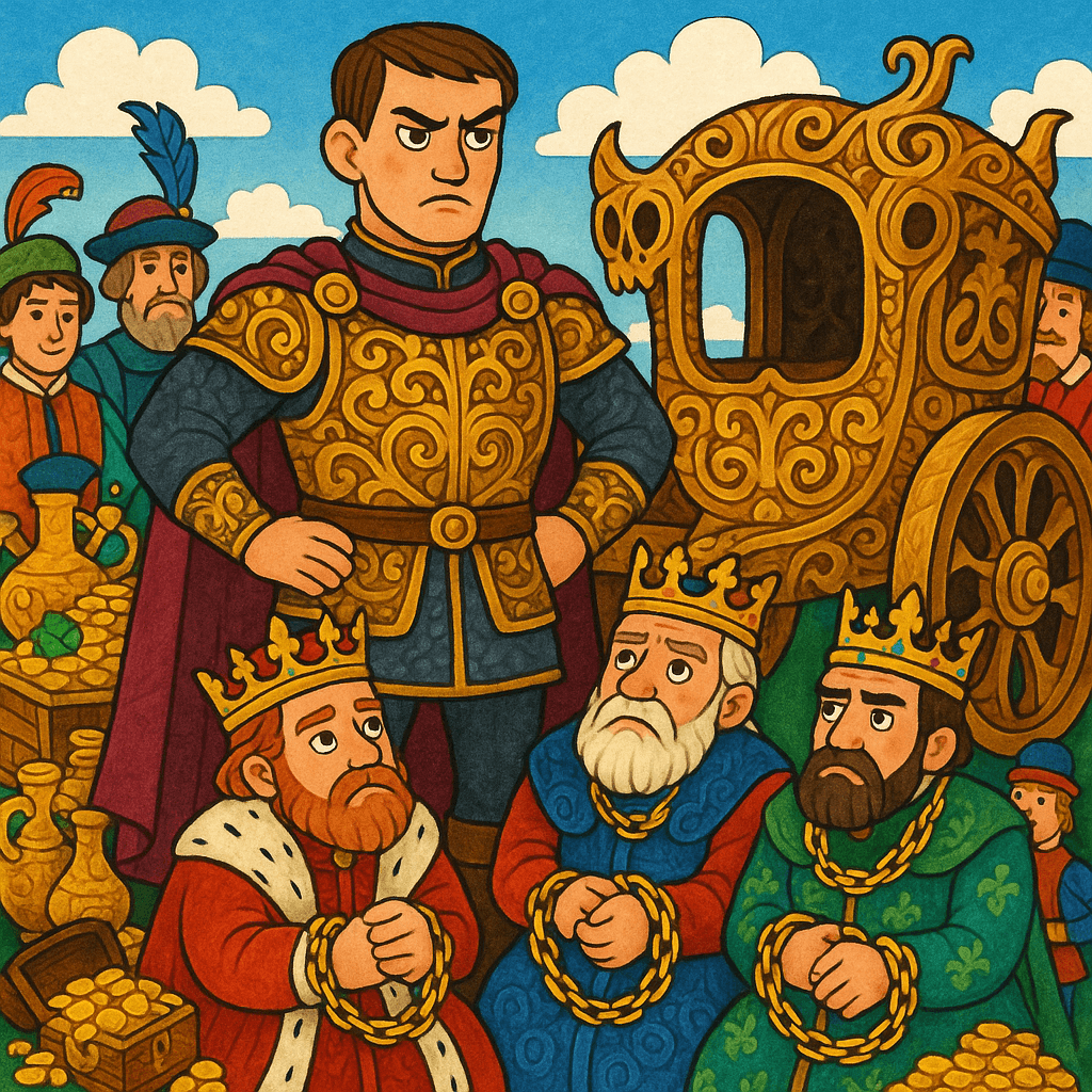 Злой князь и пленённые короли у колесницы