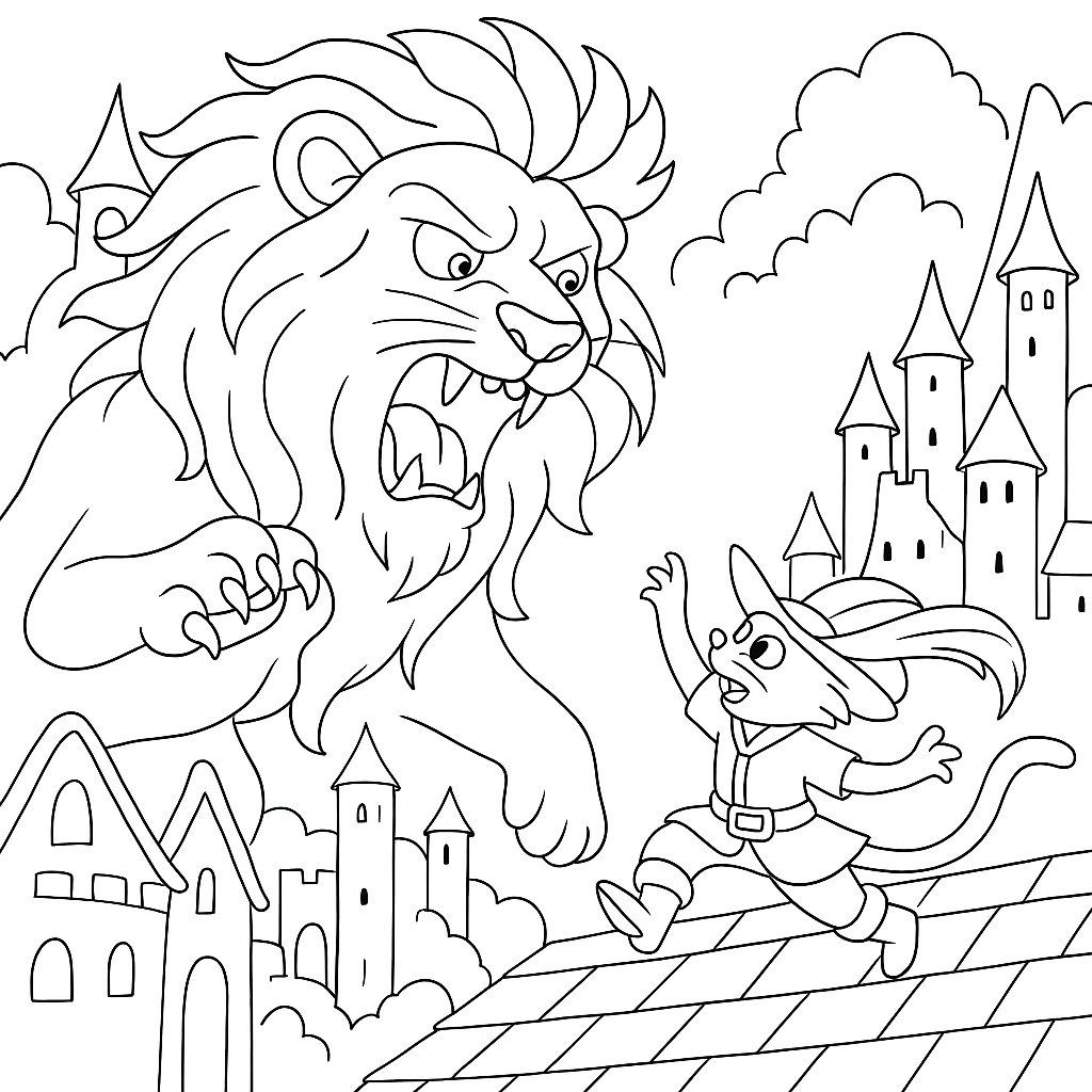 Раскраска по сказке "Кот в сапогах"