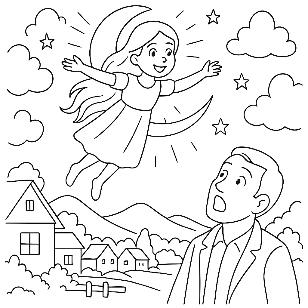 Раскраска по сказке "Золотая девочка"