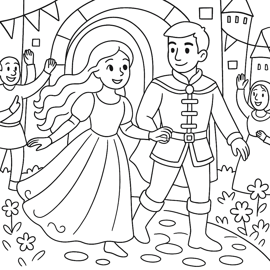 Раскраска по сказке "Золотое деревце и серебряное деревце"