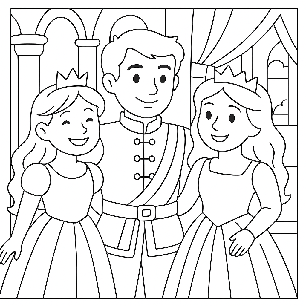 Раскраска по сказке "Золотое деревце и серебряное деревце"