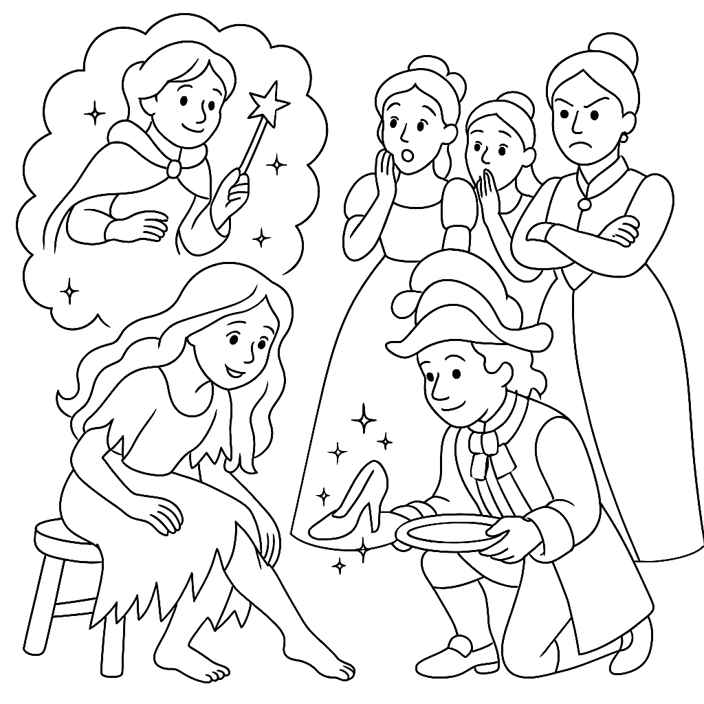 Раскраска по сказке "Золушка"